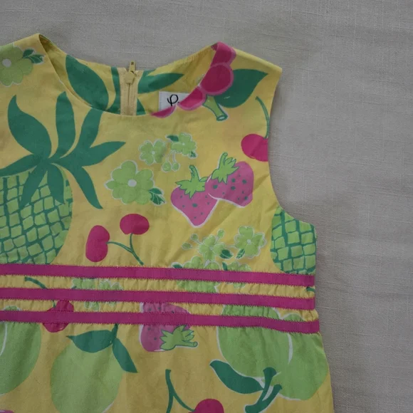 Lilly Pulitzer Yellow Pink Sleeveless Fruit Pattern Sundress Casual Girls 8